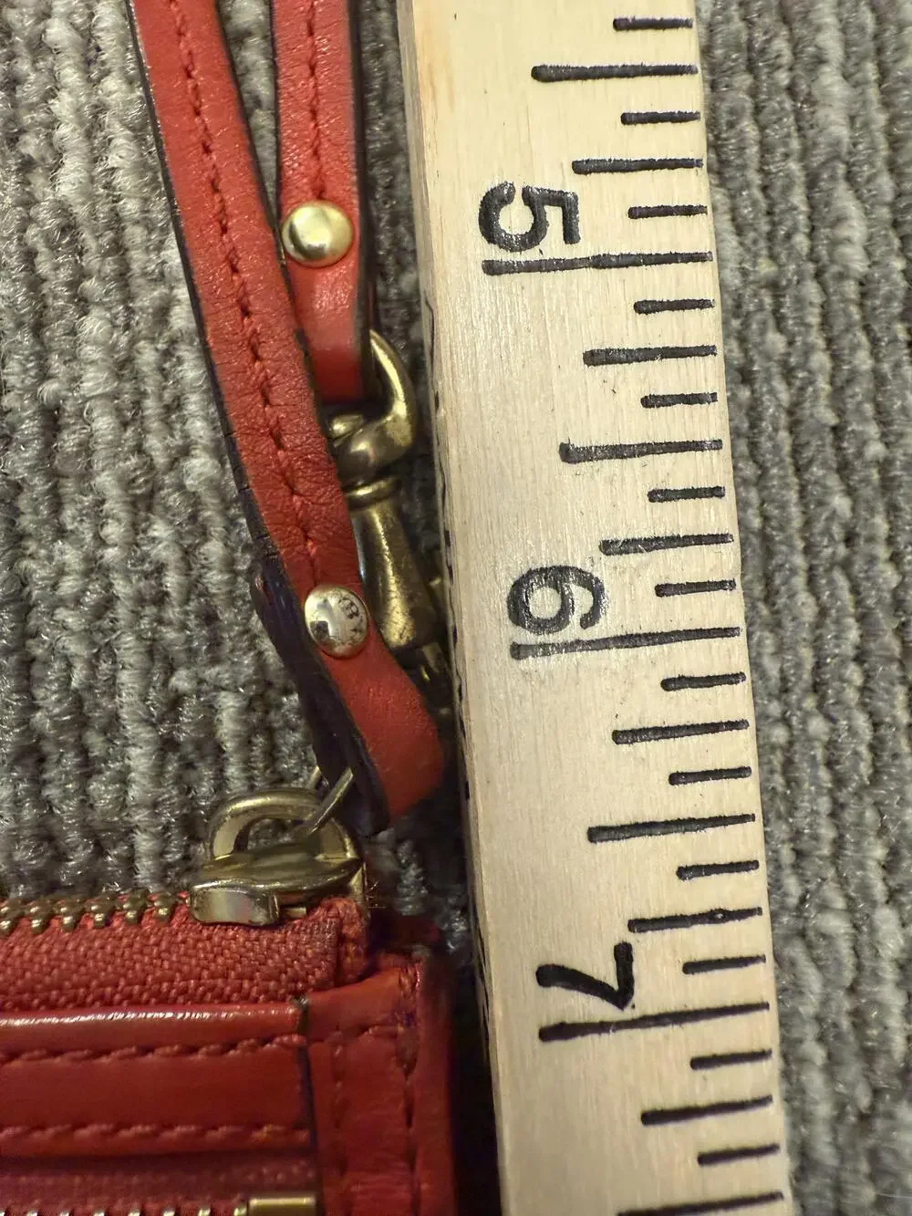 Coach Wristlet Womens One Size Brown Red Signature Canvas Leather Zip Pouch